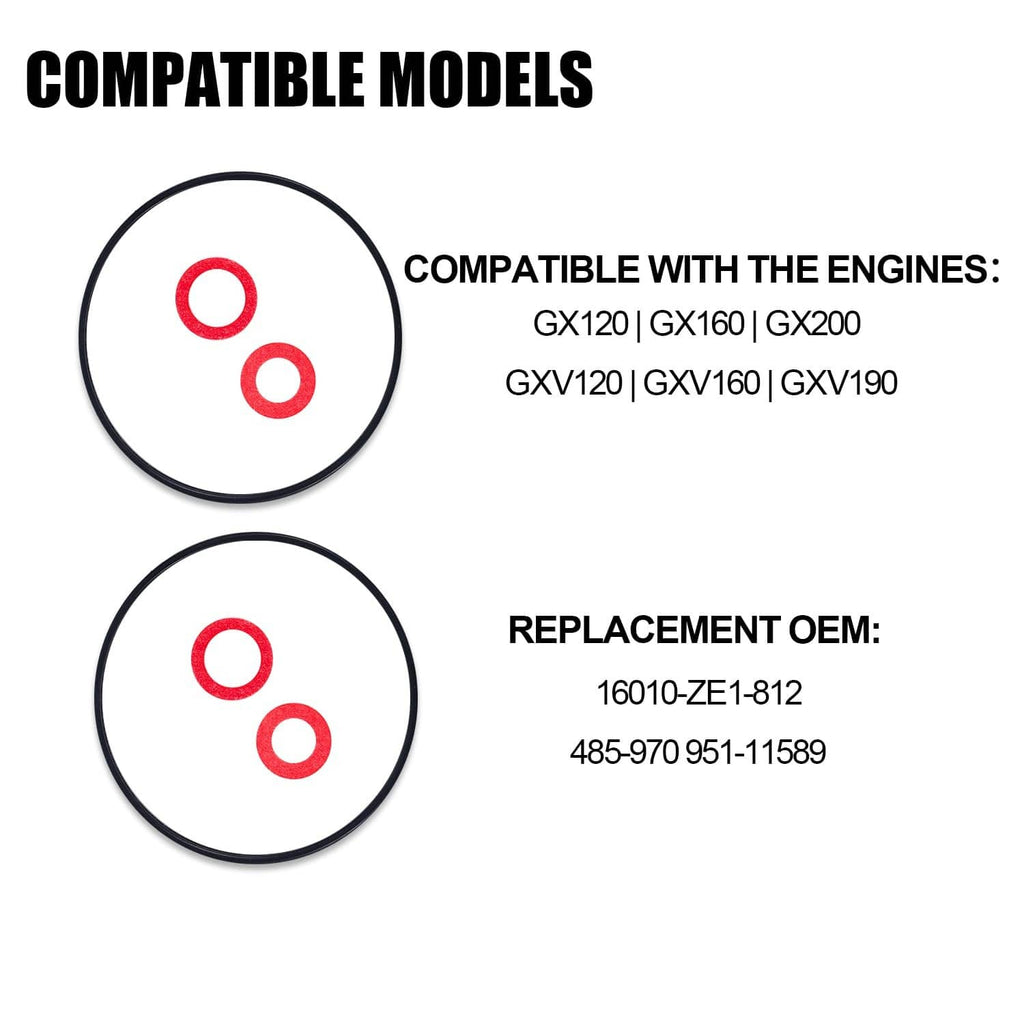 Carburetor float bowl gasket kit with two round seals and red O-rings