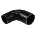 Black 90-degree silicone hose elbow, reinforced ends for 2.0–2.5 in hoses