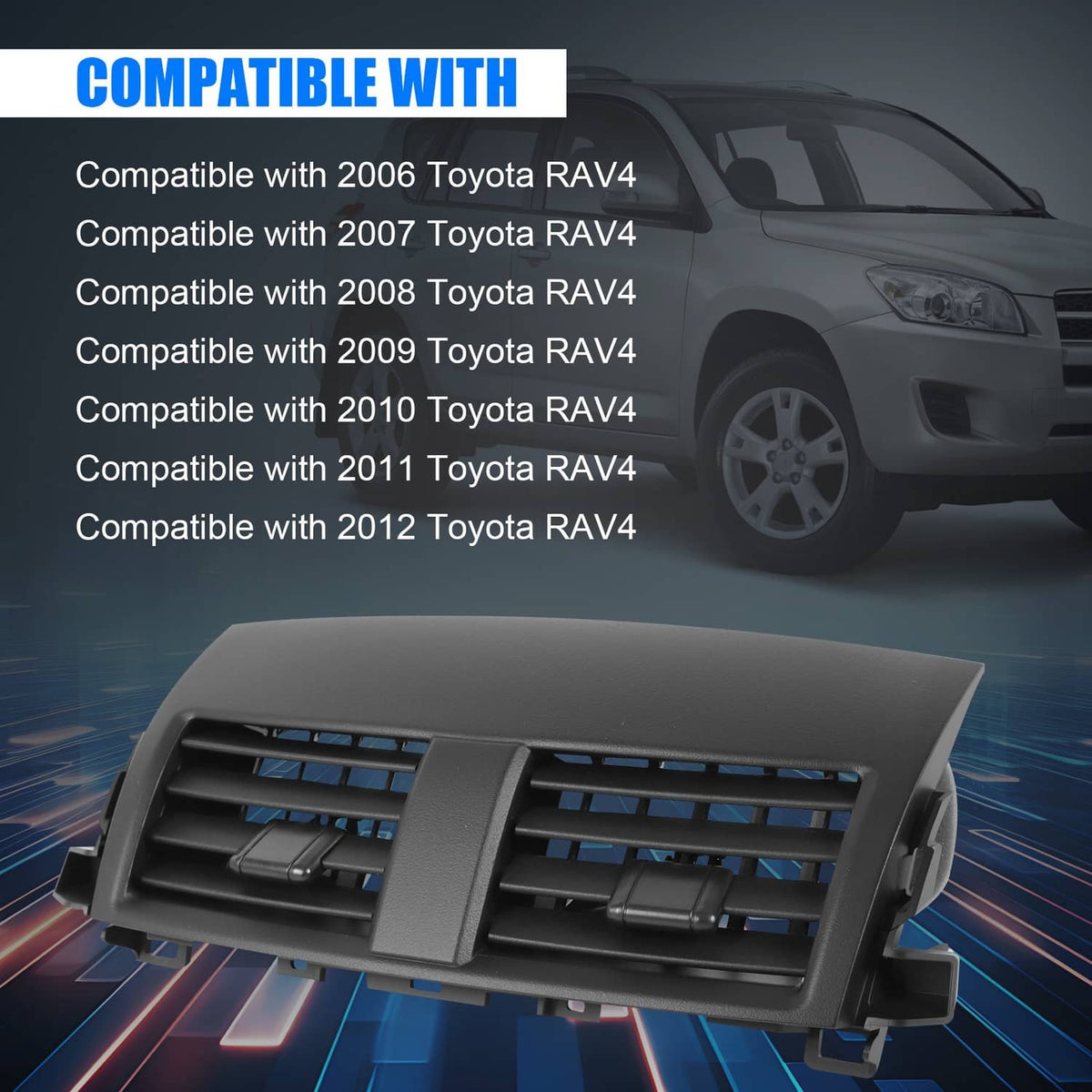 Center dash A/C vent panel trim cover with dual grille openings and central divider