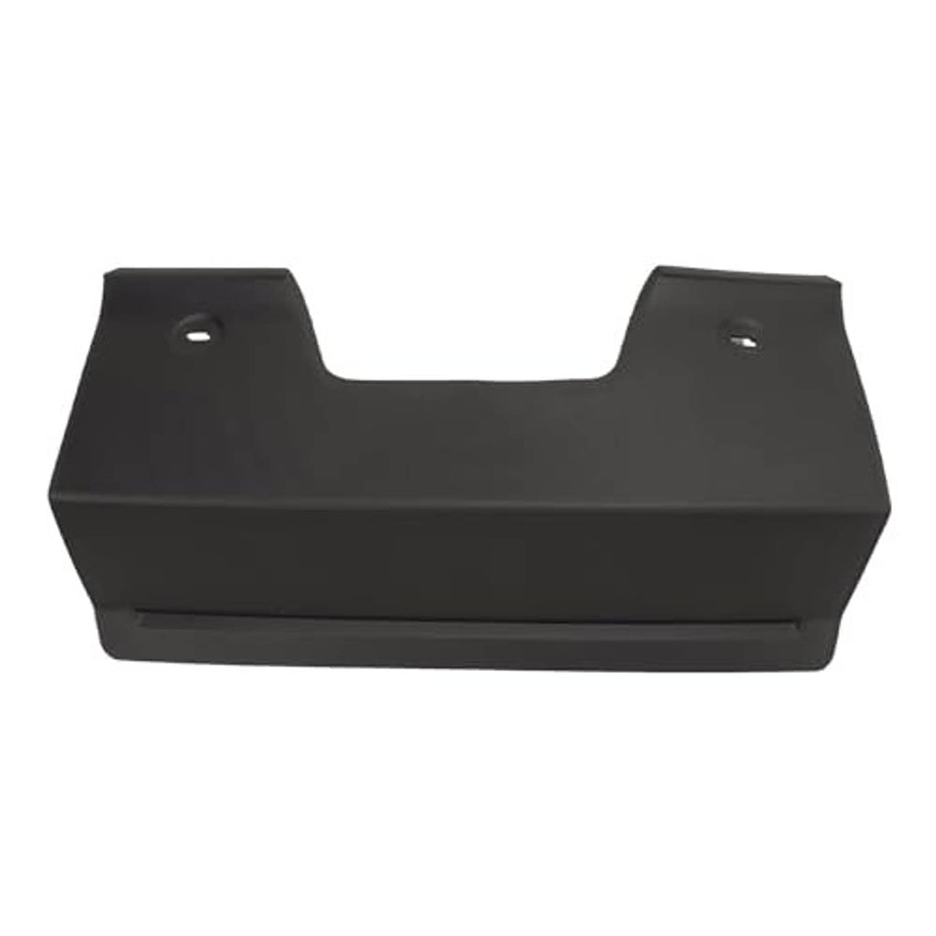 Rear bumper tow hook cover, matte black plastic with center recess