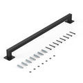 Black wall-mounted stair handrail with square tube and end mounting brackets