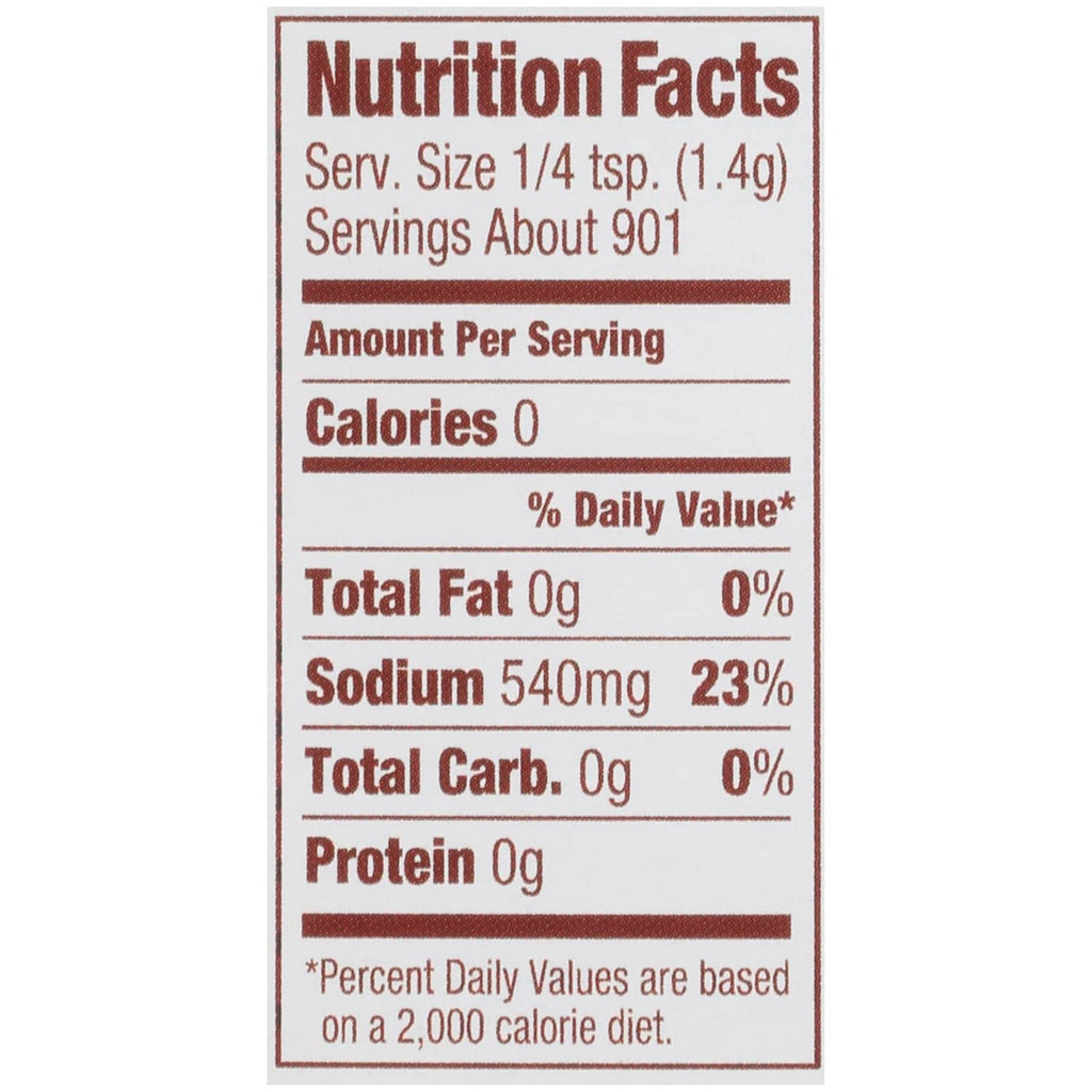Adolph's tenderizer nutrition facts label: sodium 540 mg per serving
