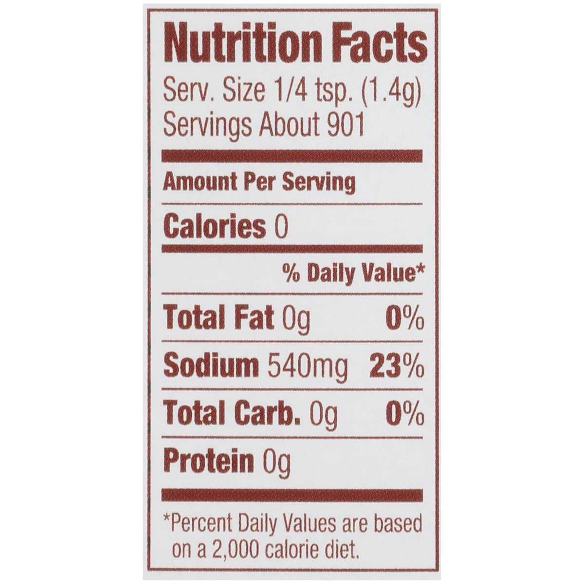 Adolph's tenderizer nutrition facts label: sodium 540 mg per serving