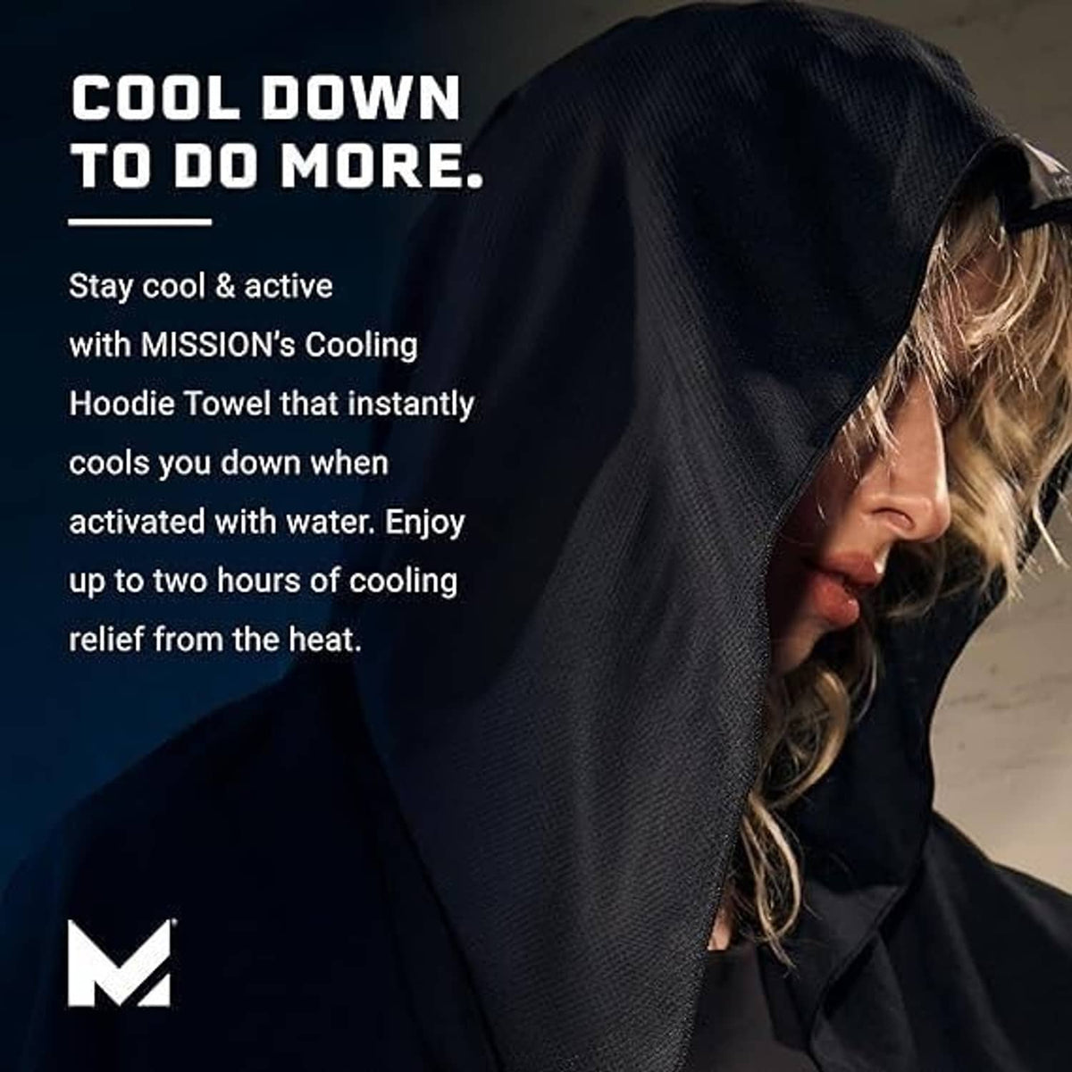Grey digi camo hood towel covering head and neck with black inner panel