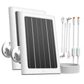Two white 5W solar panels for outdoor security cameras with attached mounting bracket