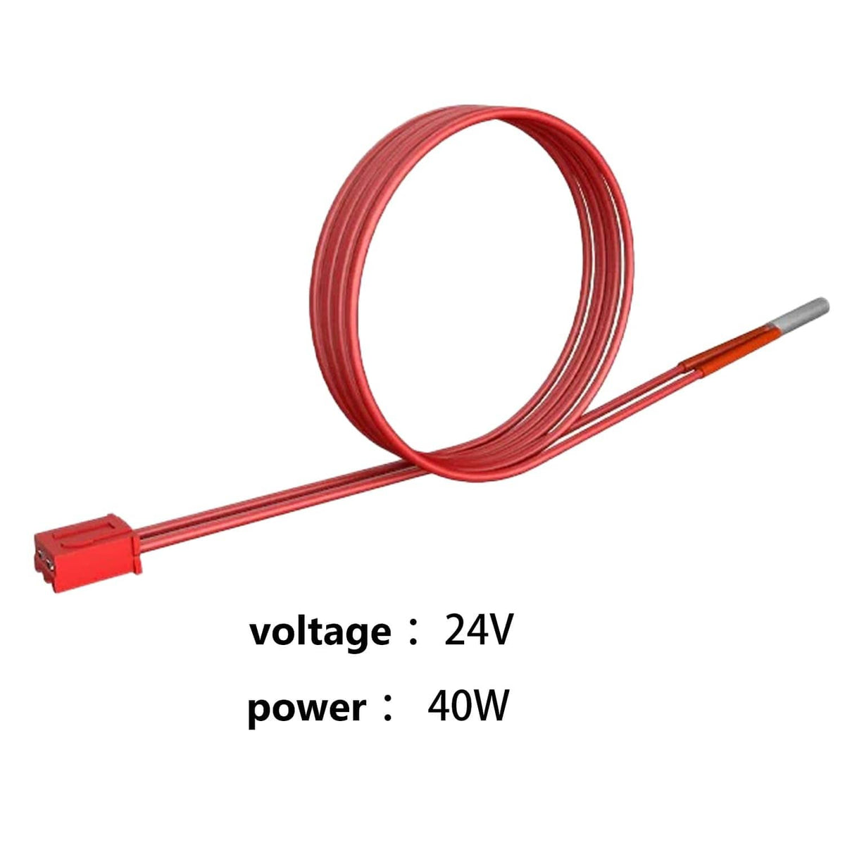 3D printer heater and thermistor cable set with red wiring and inline connector