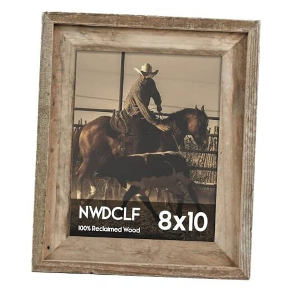 Reclaimed barnwood picture frame with real glass, 8x10, rustic distressed wood border