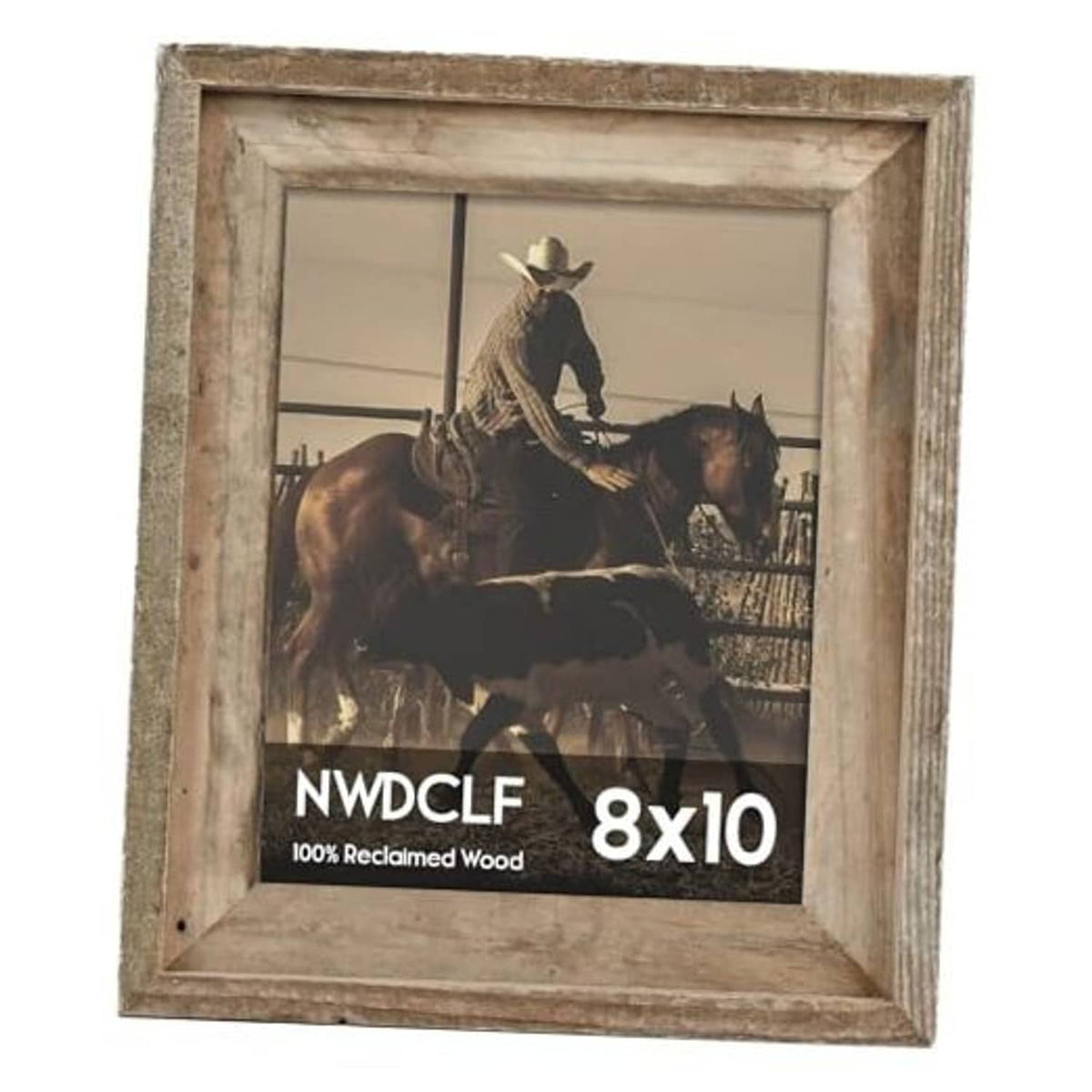 Reclaimed barnwood picture frame with real glass, 8x10, rustic distressed wood border