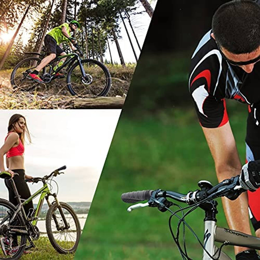 Black rubber bike handlebar grips installed on bicycle handlebars