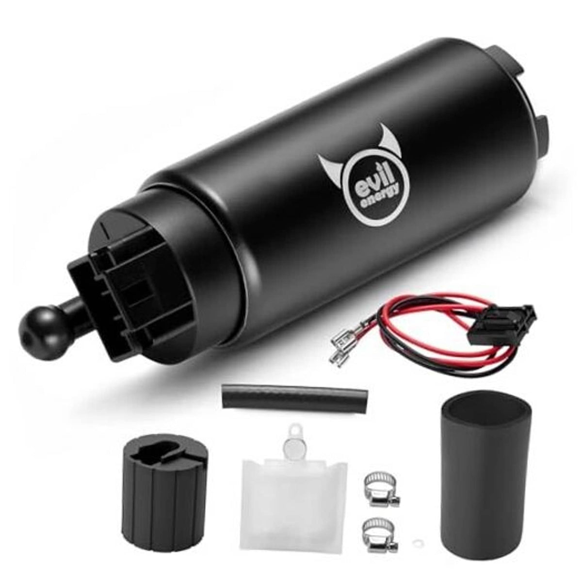 Electric in-tank fuel pump kit, black cylinder with wiring and included mounting parts