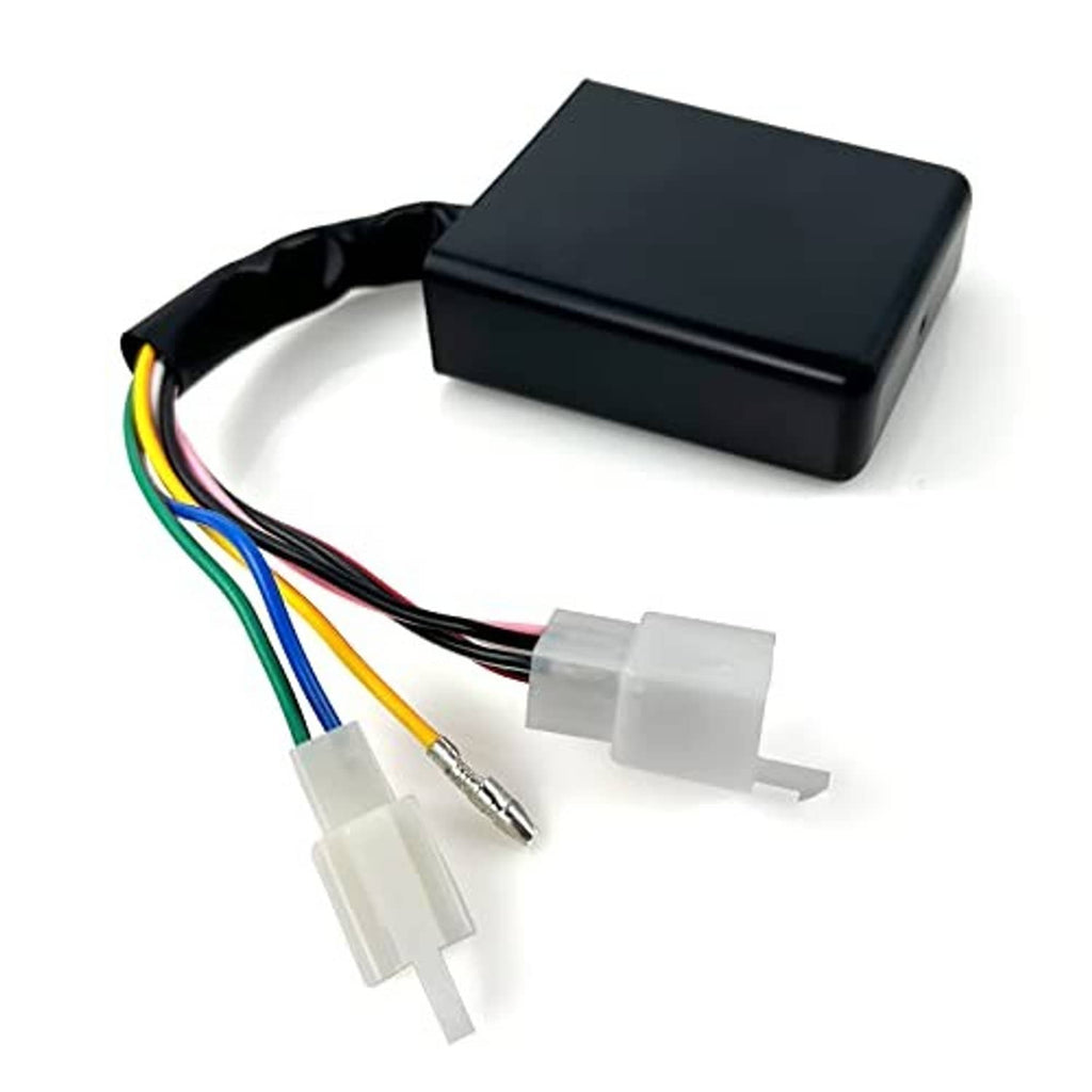 CDI igniter box with wiring leads and separate white plastic connector clips