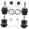Ball joint set with black rubber boots, threaded studs, snap rings, and wrenches