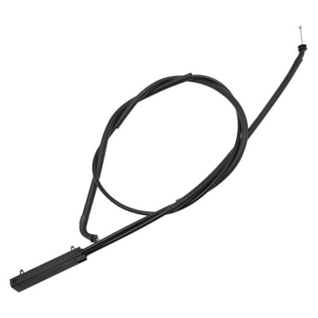 Black engine hood release cable with plastic latch end and looped wire