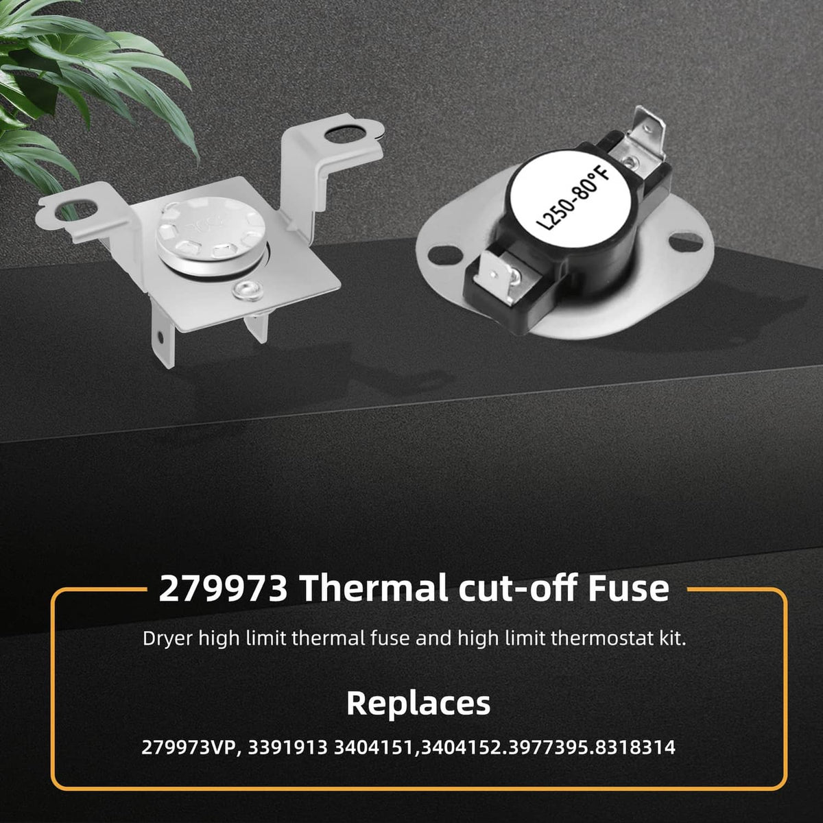 Thermal cut-off fuse with 125-800°F limit and mounting terminals