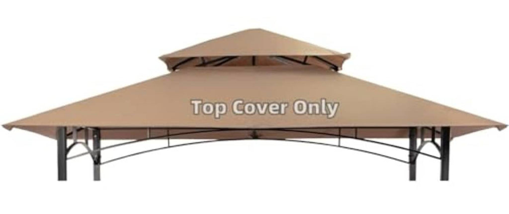 Khaki double-tier grill gazebo canopy roof, top cover only with vented upper tier