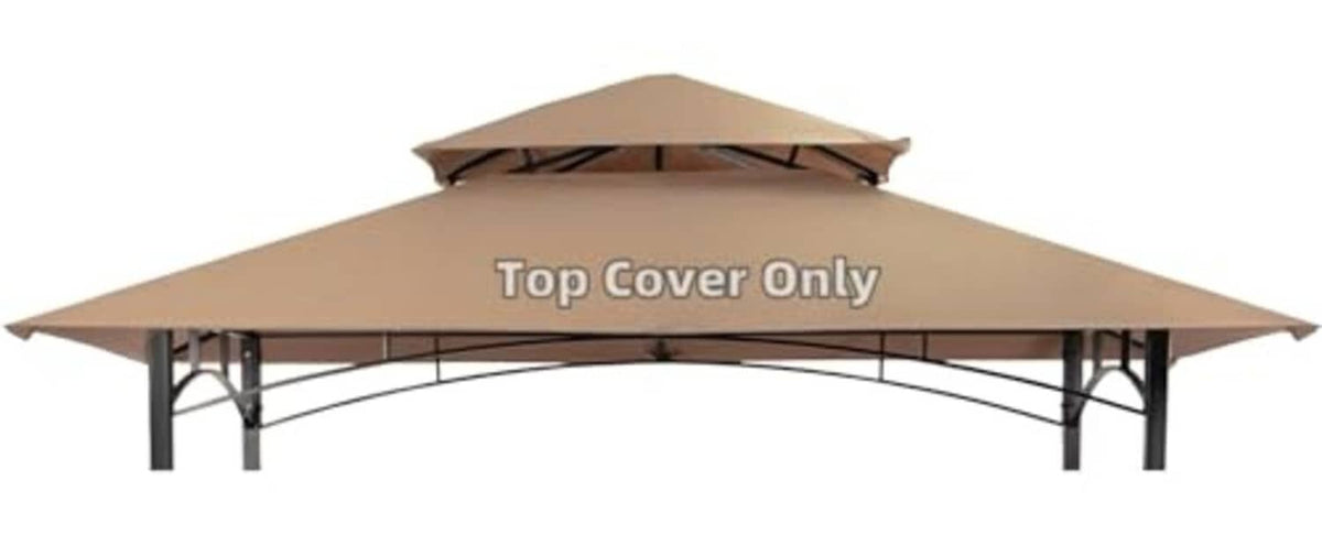 Khaki double-tier grill gazebo canopy roof, top cover only with vented upper tier