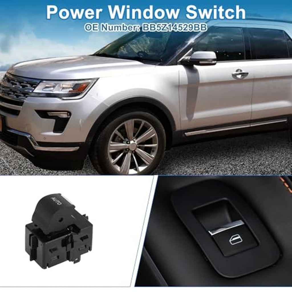 Power window switch and window control button panel in a car door