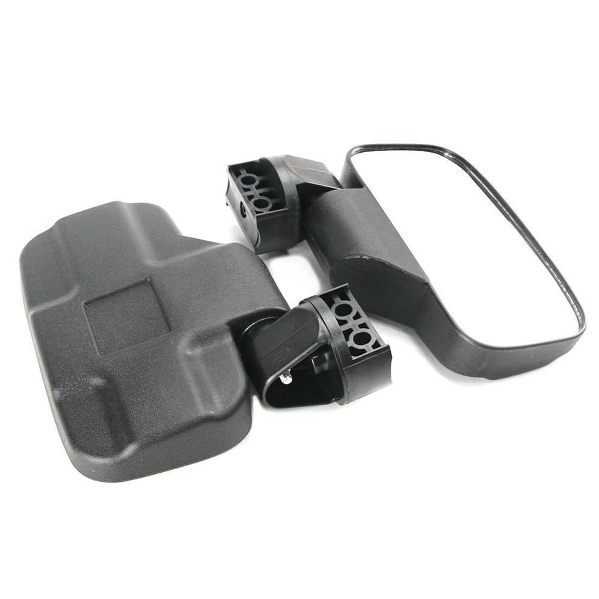 UTV side mirror with black mounting base and clear rectangular mirror frame