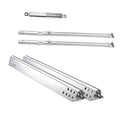 Stainless steel grill heat plate set with perforated shields and mounting bracket