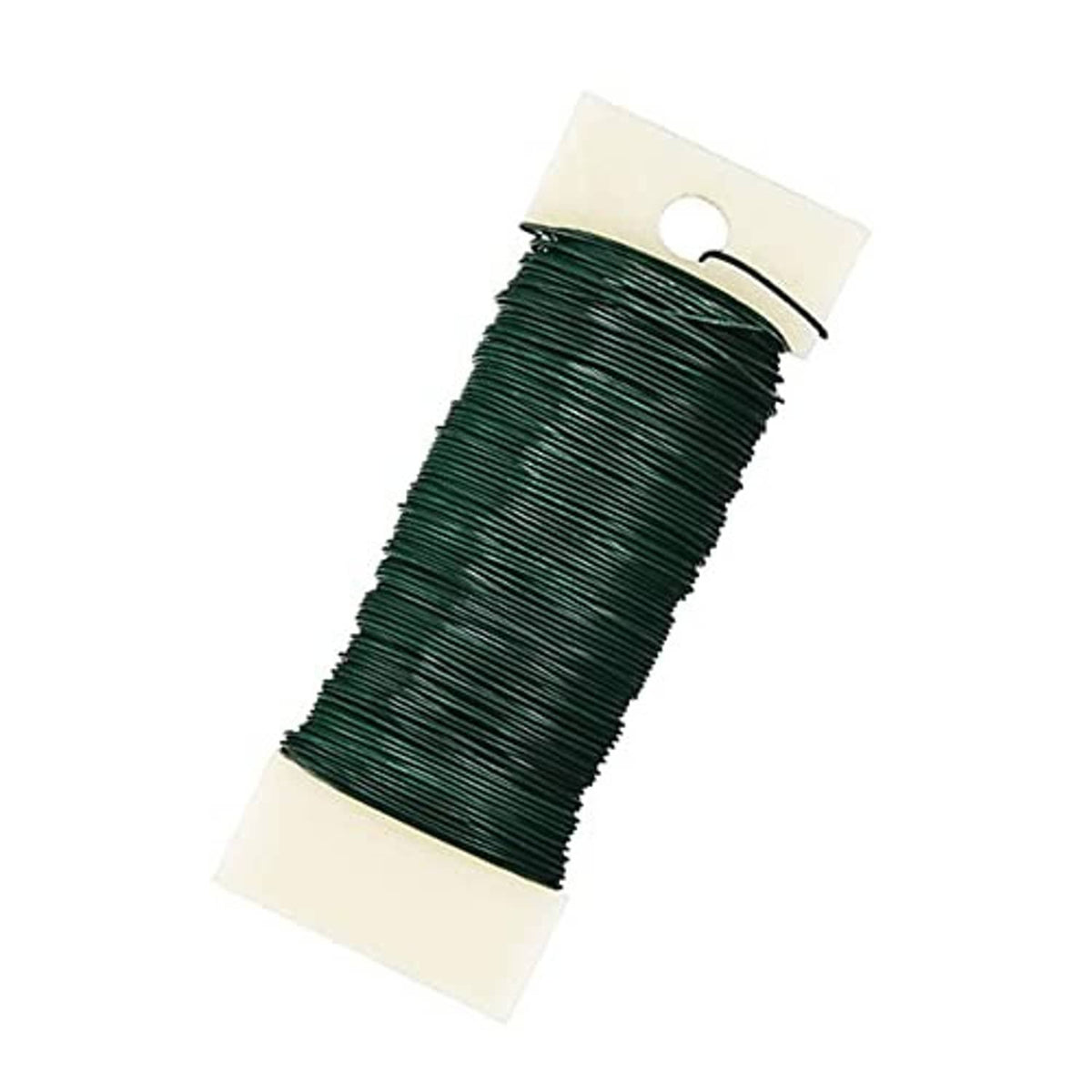 Green floral wire roll on cardboard spool, flexible 22-gauge craft wire