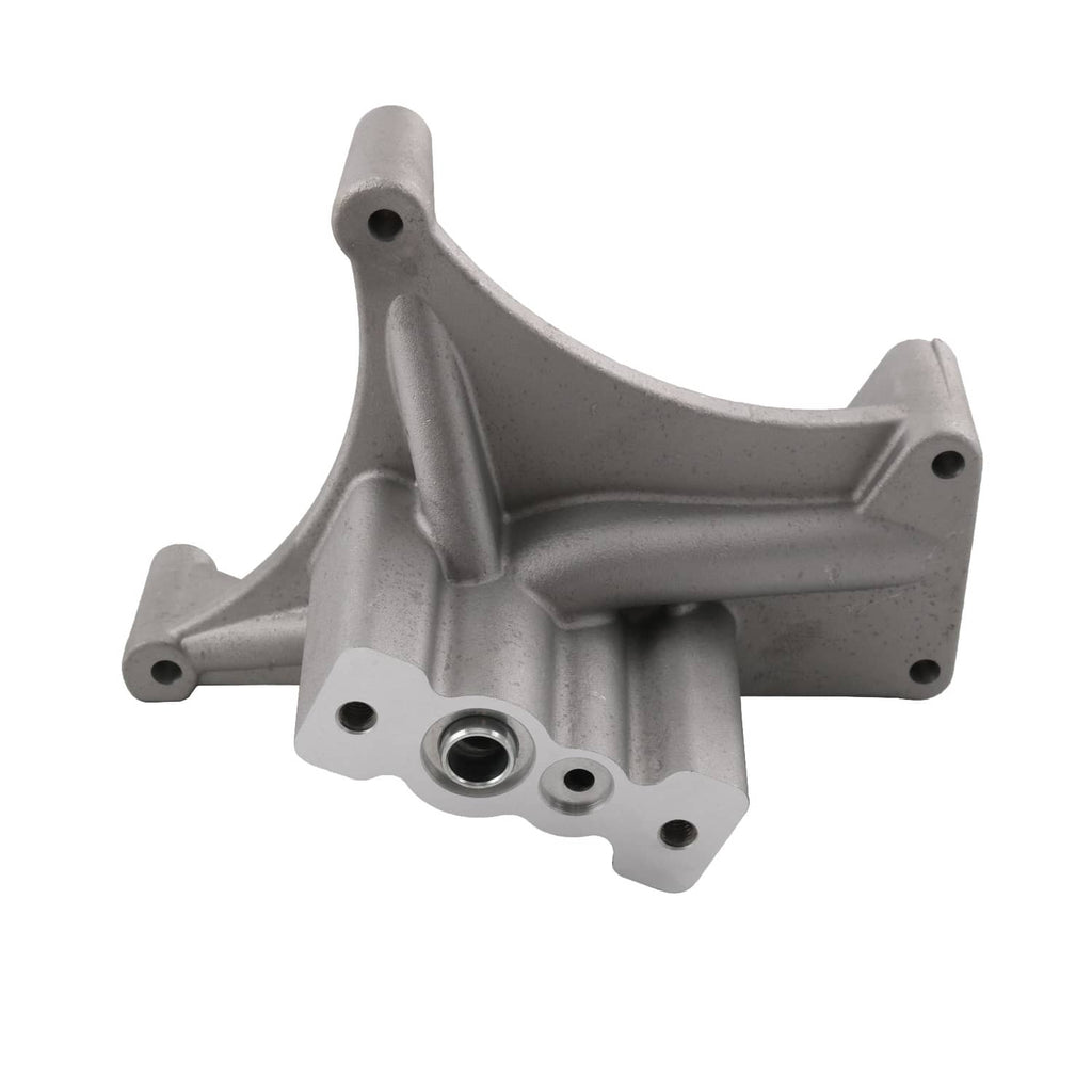 Turbo exhaust housing pedestal with side outlet and mounting holes, silver cast finish