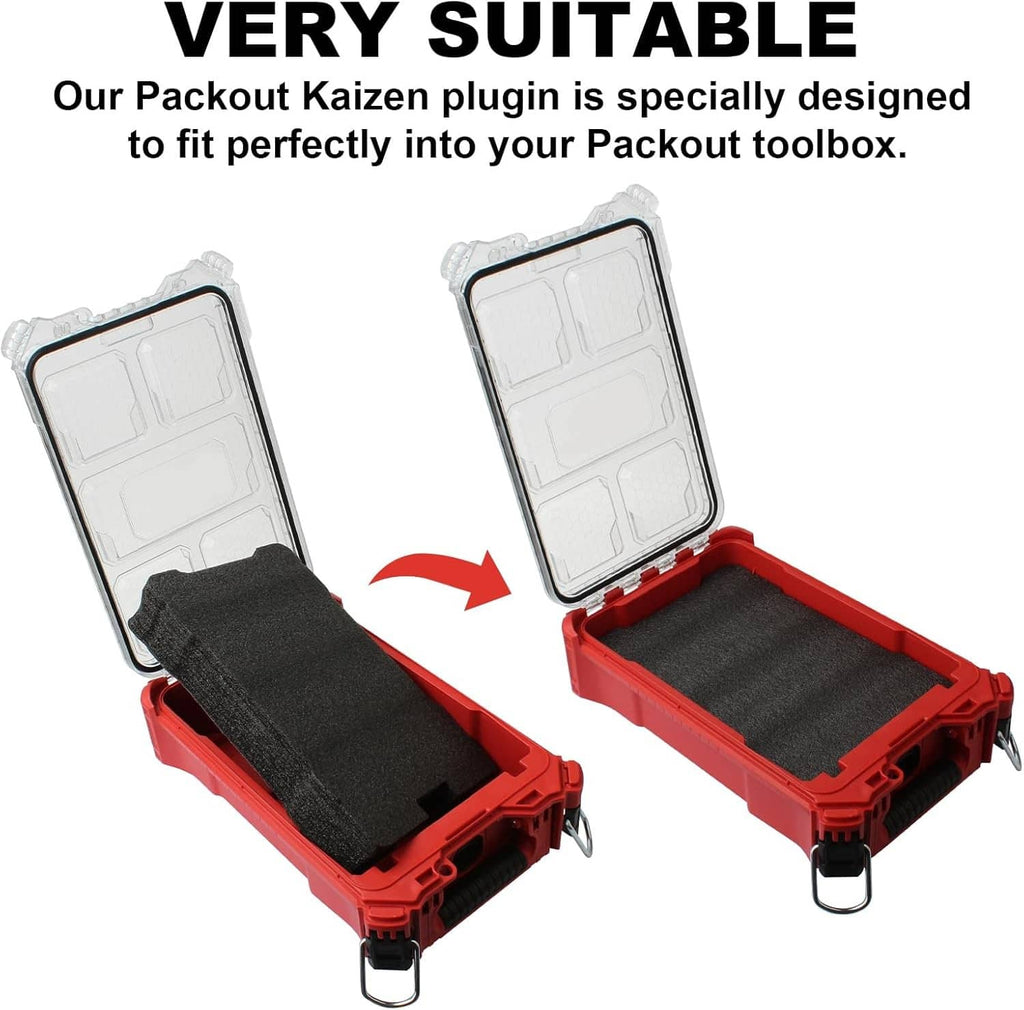 Pair of gray foam inserts with white-lid cutouts, open toolbox insert set