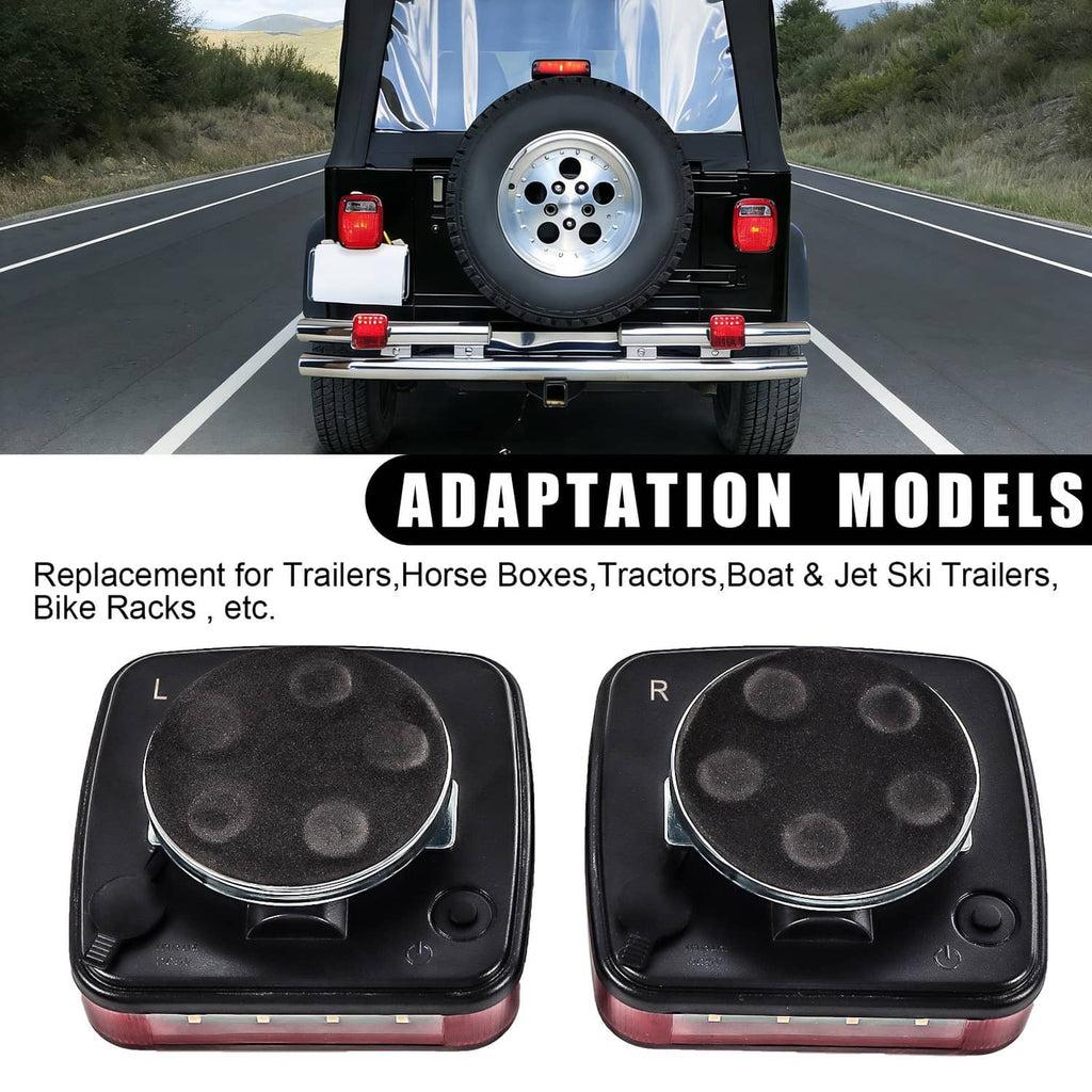 Tail light kit installed on a vehicle rear, showing two red square LED lamps