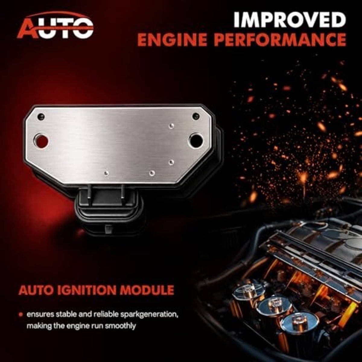 Ignition control module engine performance graphic with metallic housing