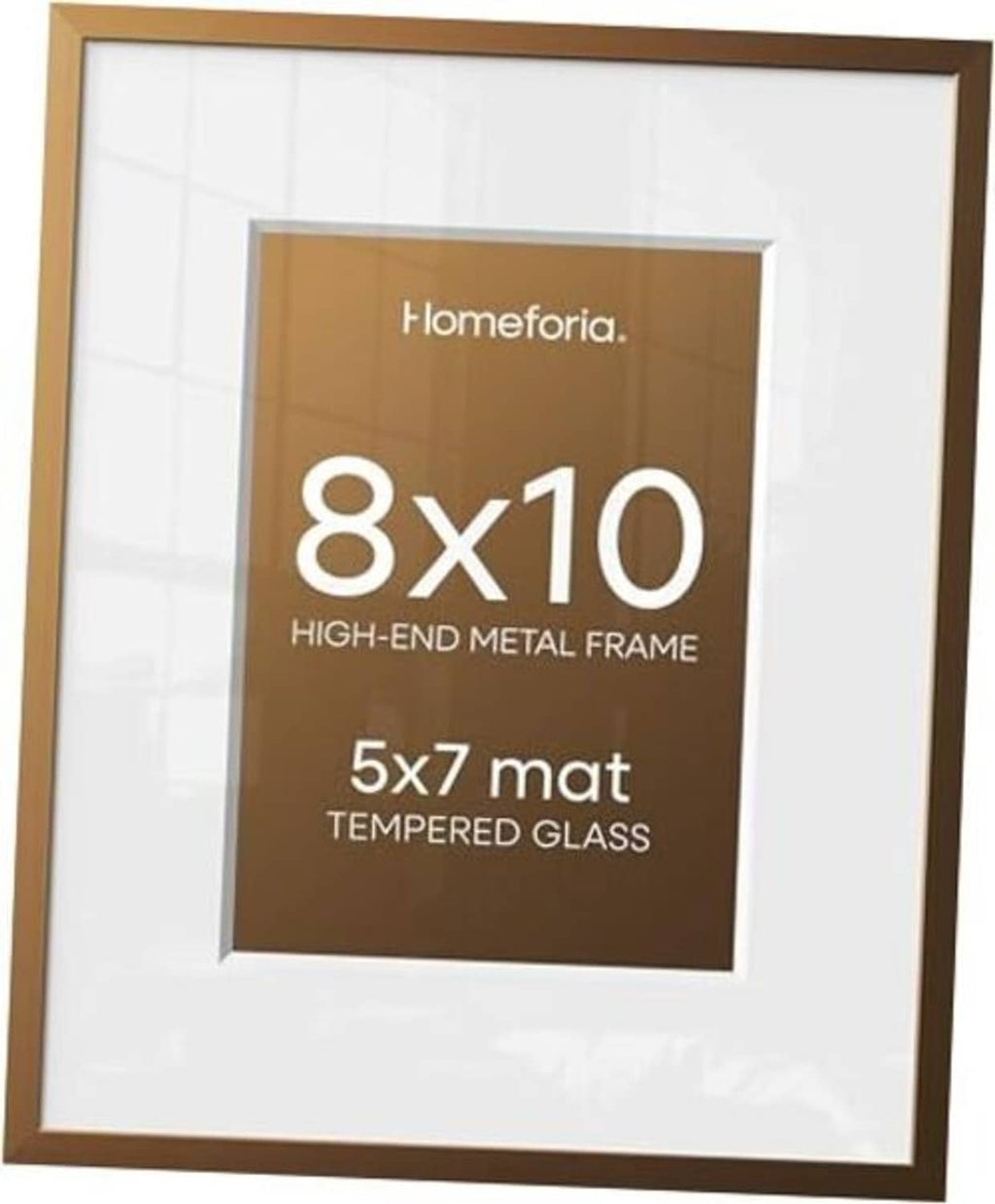 Muted bronze metal photo frame, 8x10 size with clear tempered glass