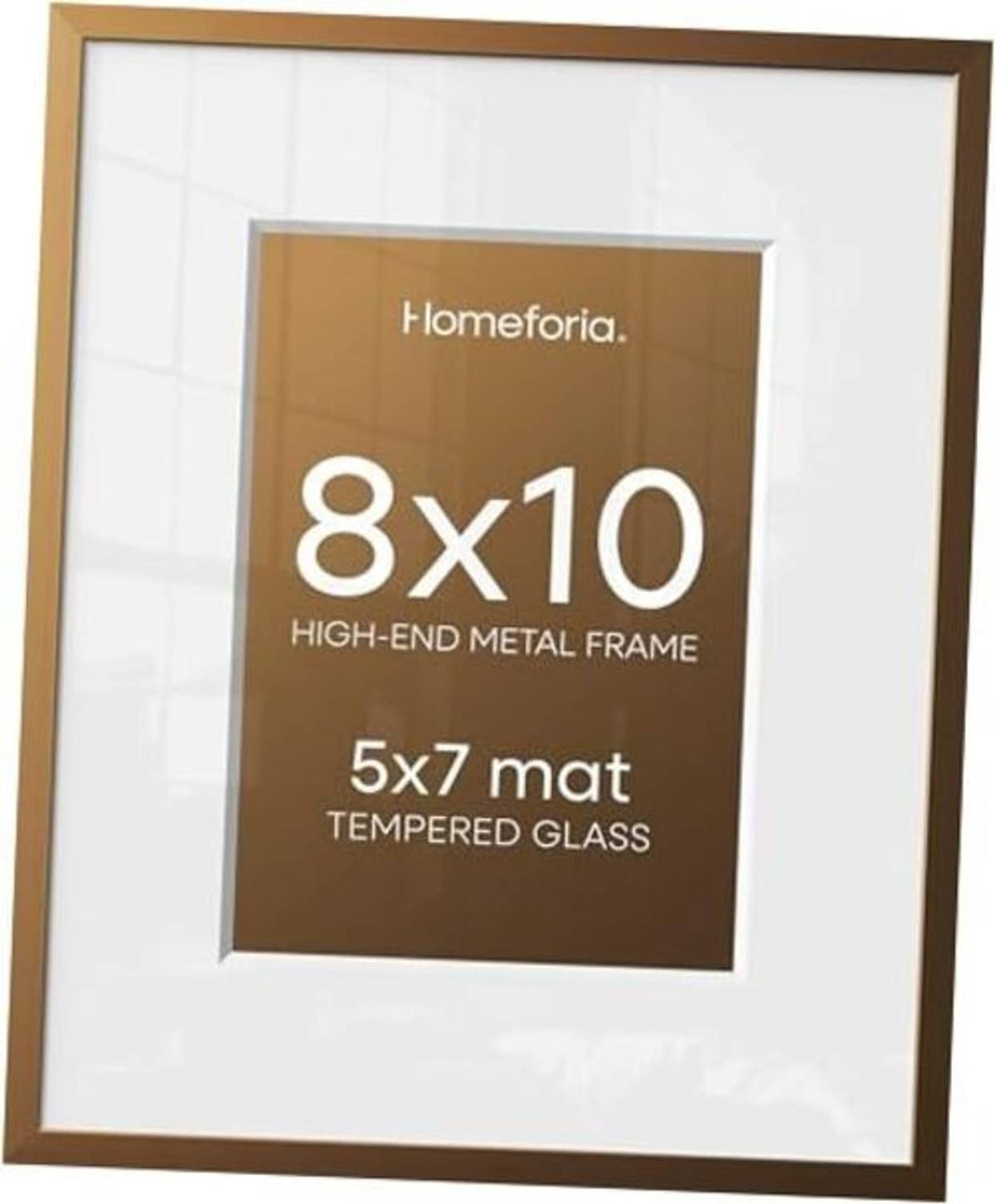 Muted bronze metal photo frame, 8x10 size with clear tempered glass