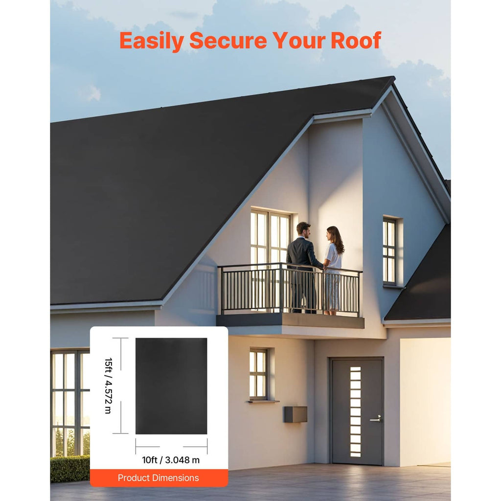 Black EPDM rubber membrane on a house roof slope