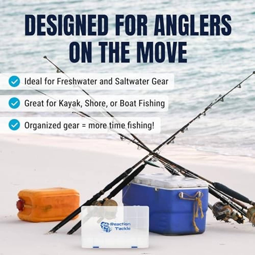 Small tackle storage tray with Reaction Tackle logo and secure blue latches
