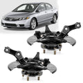Front wheel hub bearing steering knuckle set with mounting arms and rotors