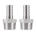 Stainless steel hose barb to NPT fitting, barbed push-on end and threaded coupling