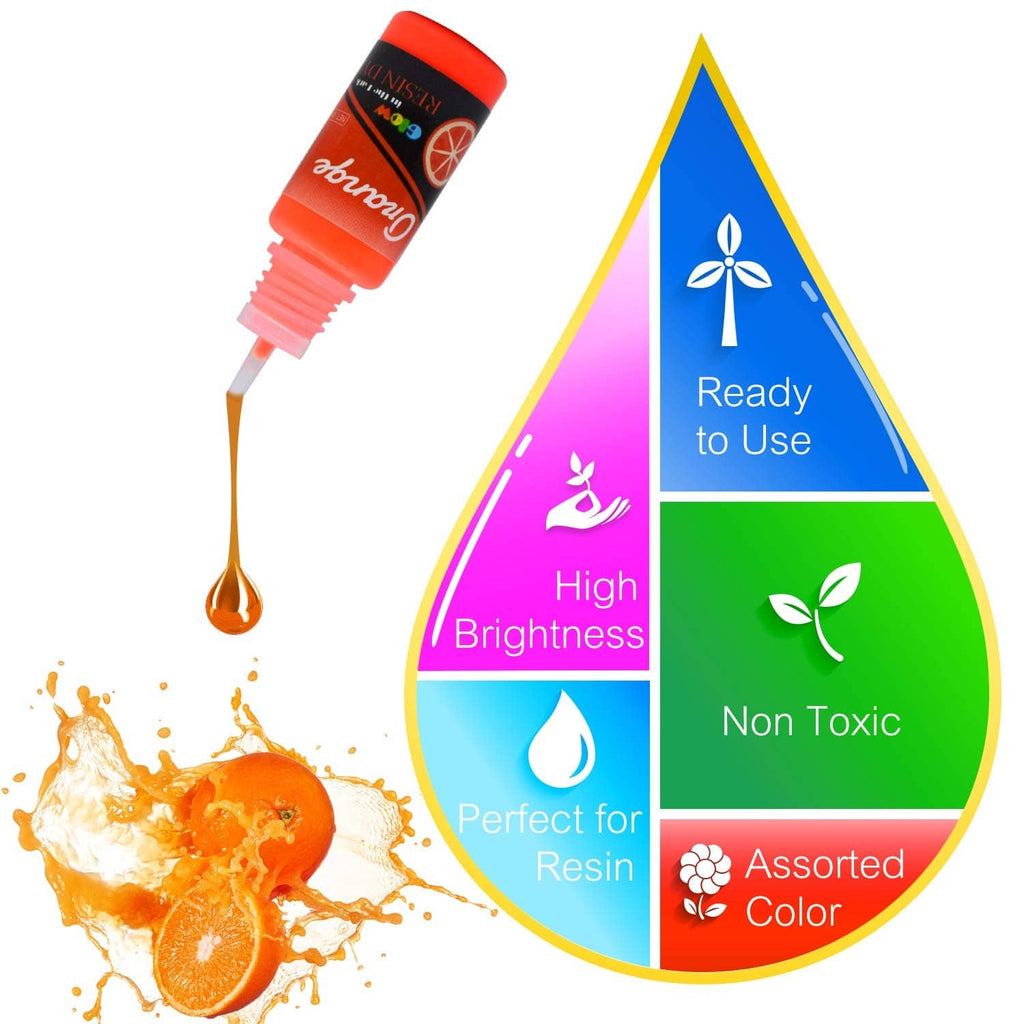 Ready-to-use glow UV resin dye set, high brightness, non-toxic, assorted colors