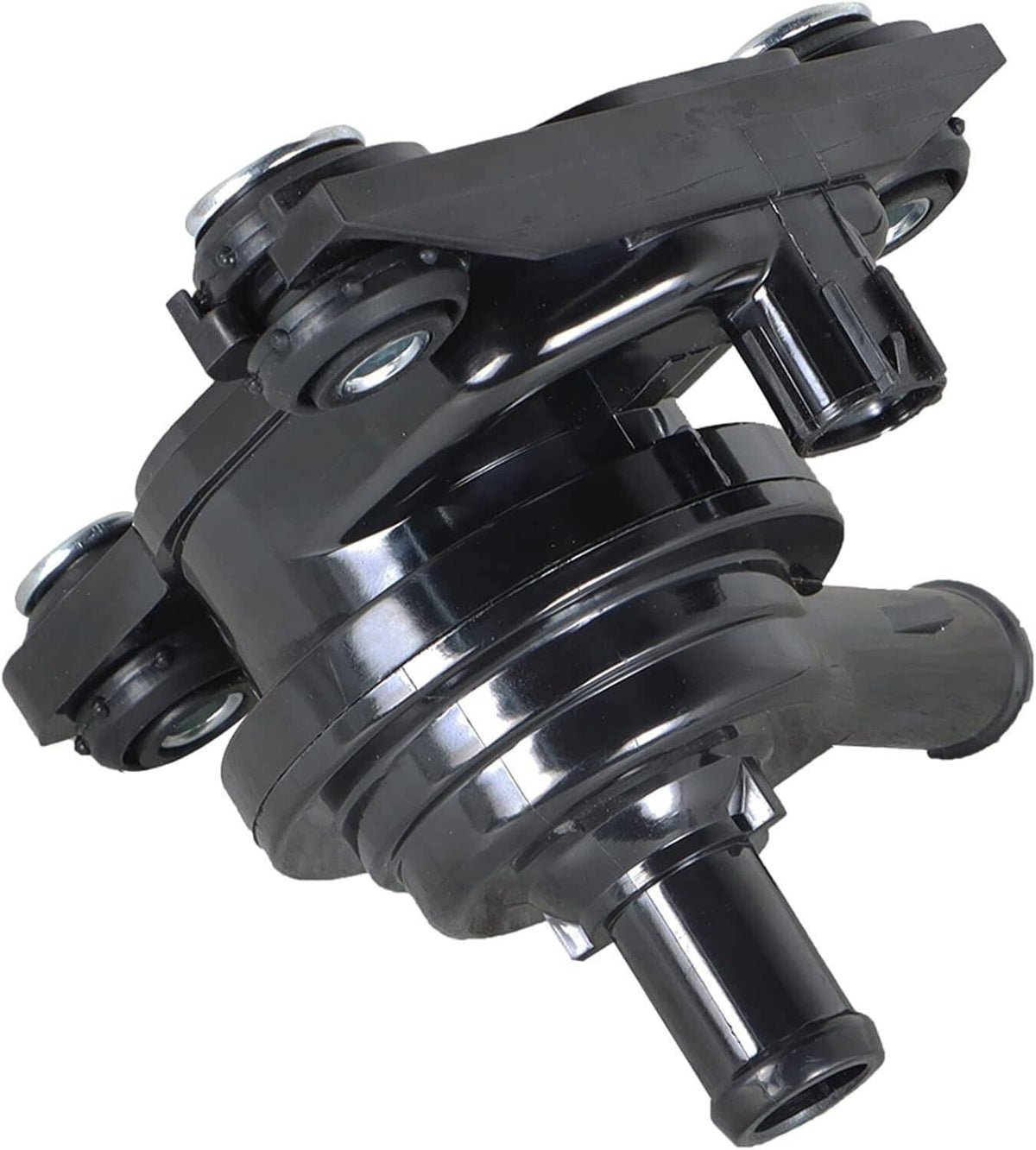 Black electric inverter water pump with multiple hoses and circular mounting points