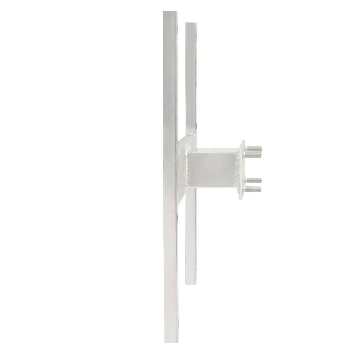 Aluminum H-mount spare tire carrier side view with bracket plate and mounting studs