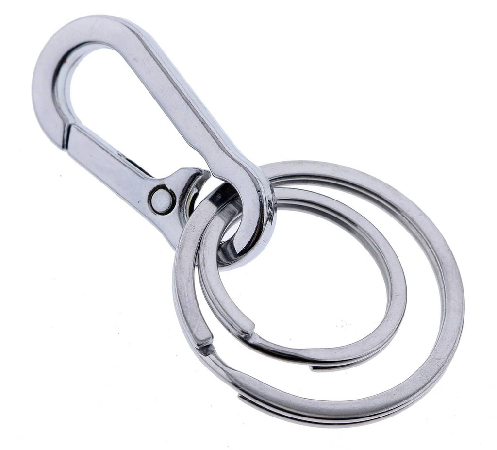 Silver forklift key with attached key ring, close-up of metal loops