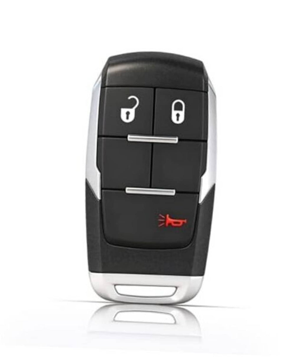 Black proximity smart key fob with lock and unlock icons, red logo, and metallic inserts