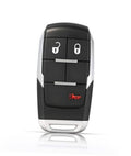 Black proximity smart key fob with lock and unlock icons, red logo, and metallic inserts