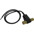 Brass reedless flow switch with black wire leads and threaded inlet