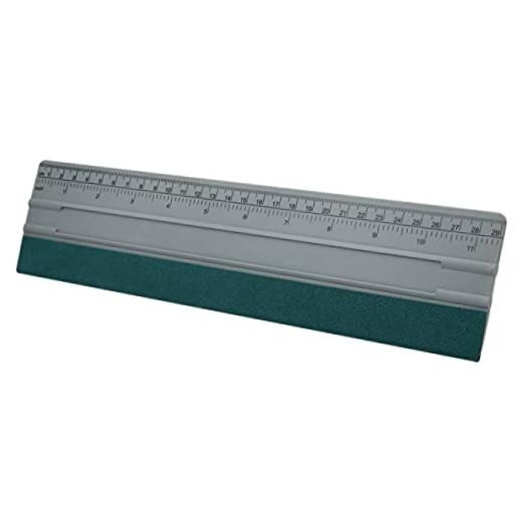 Felt squeegee with silver ruler and teal felt pad for vinyl film cutting