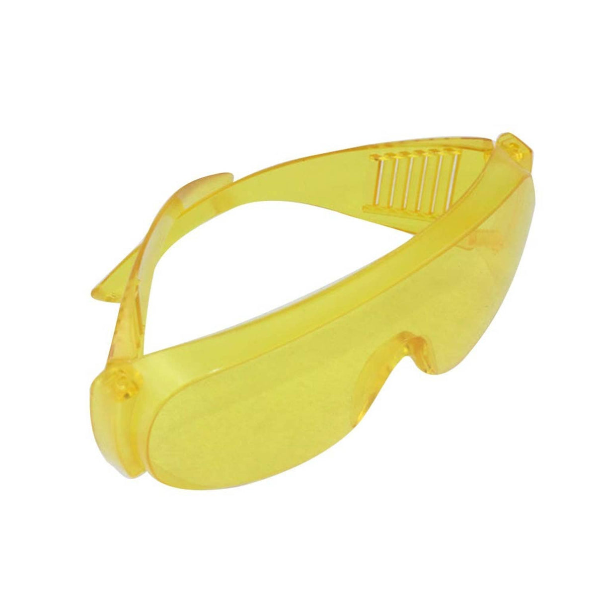 Fluorescent yellow protective goggles with wraparound frame