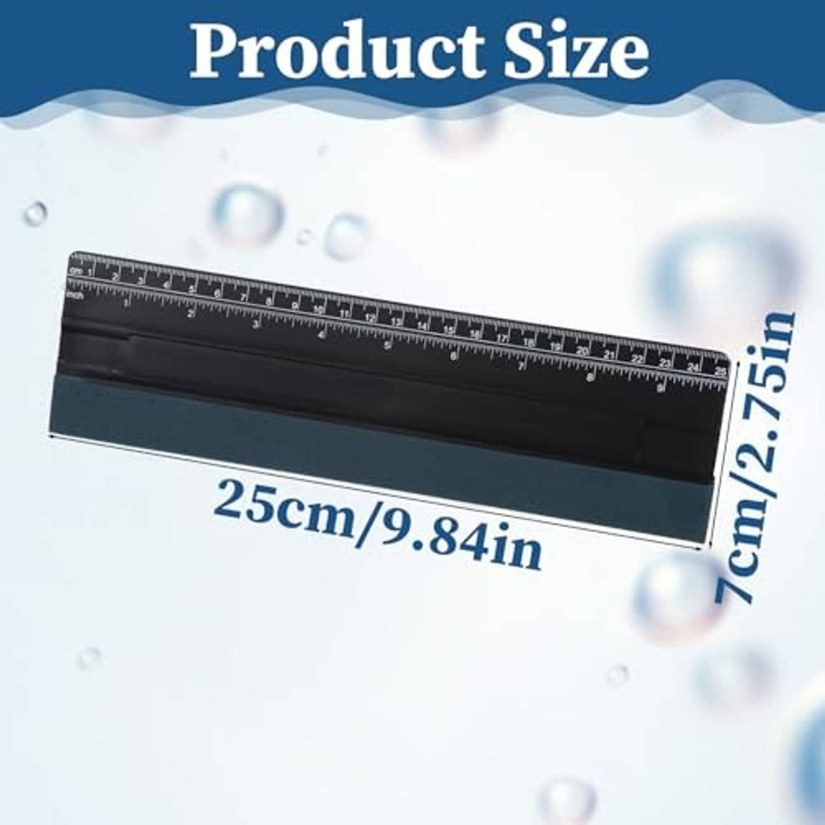 Black squeegee with dual inch and centimeter scale