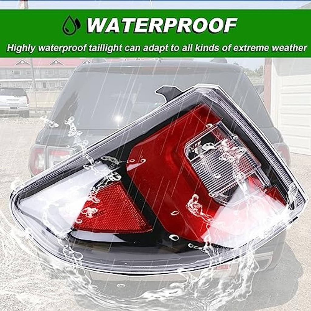 Waterproof-style right tail light assembly with clear housing and red lens