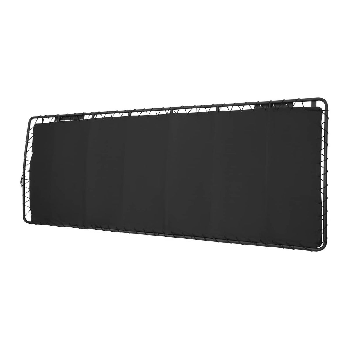 Golf cart sun top with black fabric panels stretched over a tubular wire frame