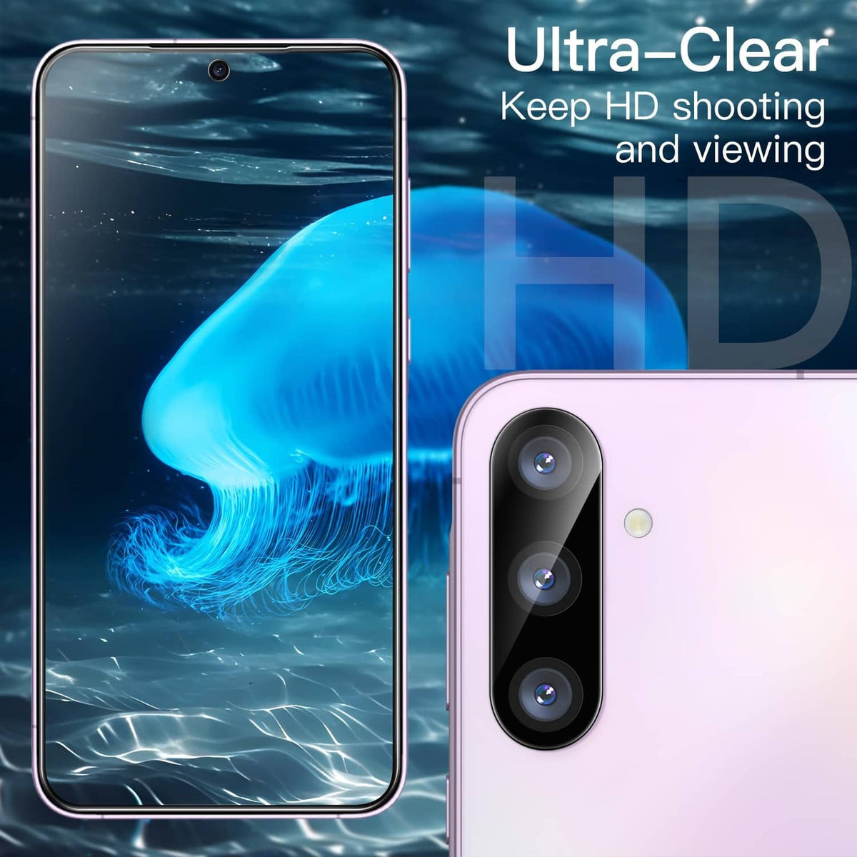 Ultra-clear tempered glass screen protector for HD viewing on Galaxy A35 5G