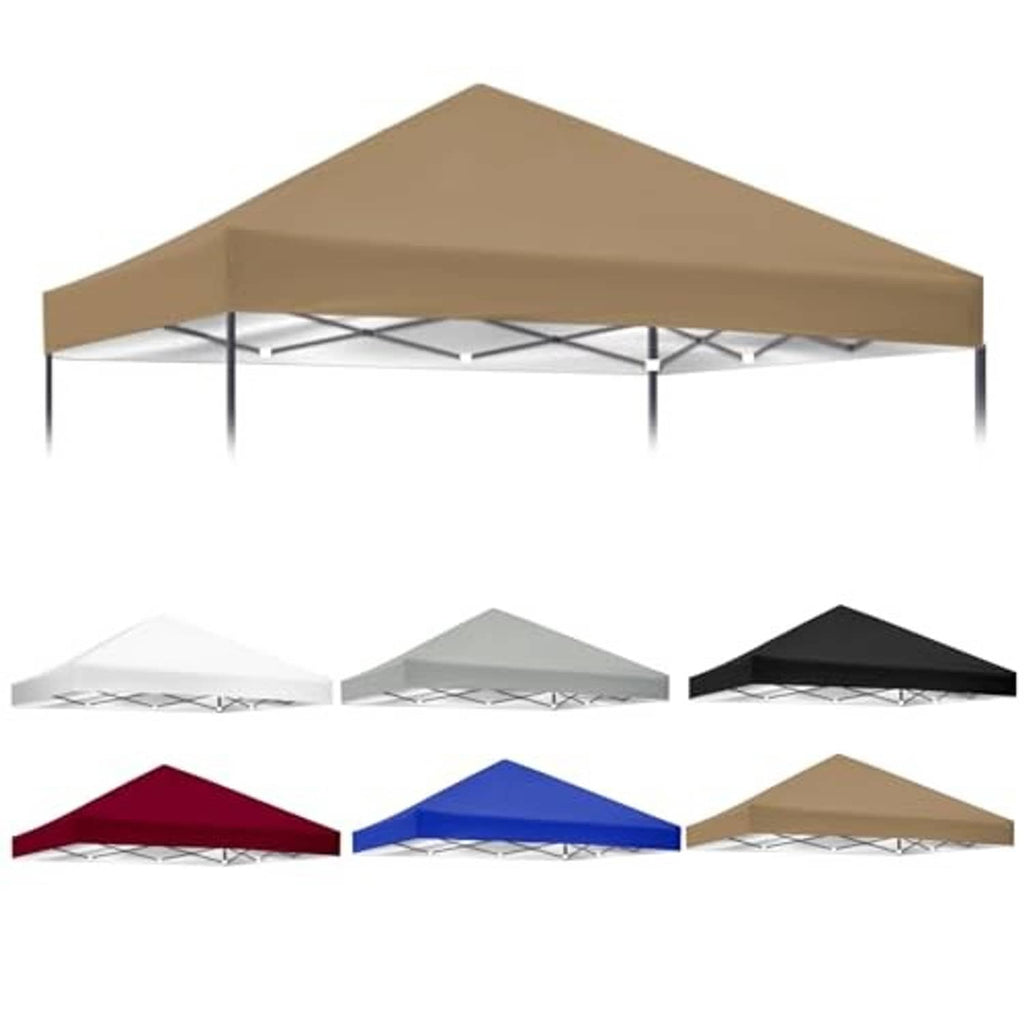 Khaki replacement canopy top cover with peaked roof and open frame
