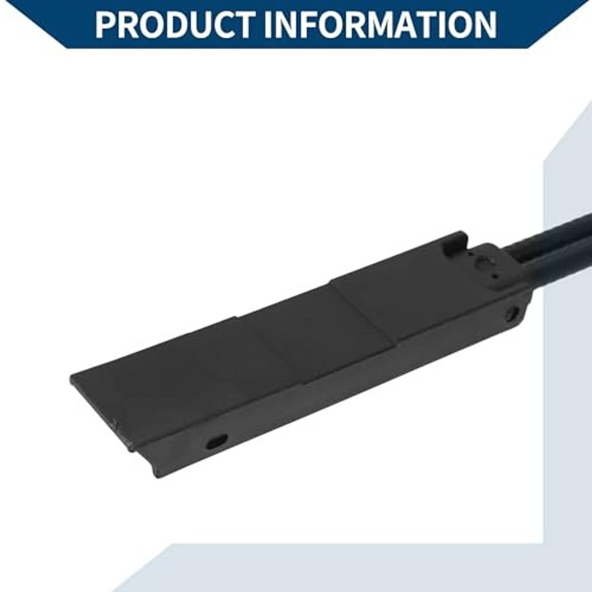 Black hood release lever housing with mounting holes and attached cable