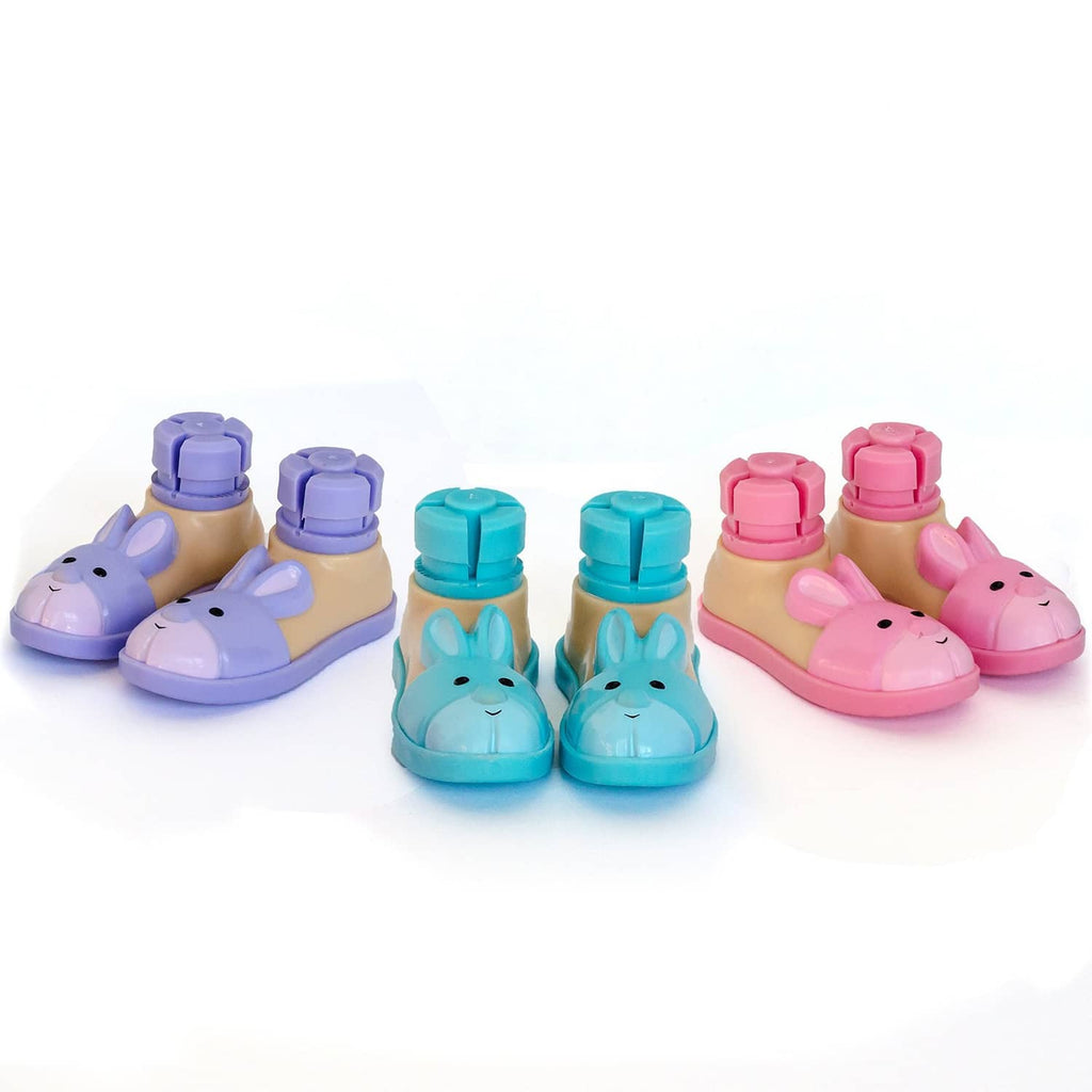 Set of bunny walker ski glides in purple, pink, blue, and yellow colors